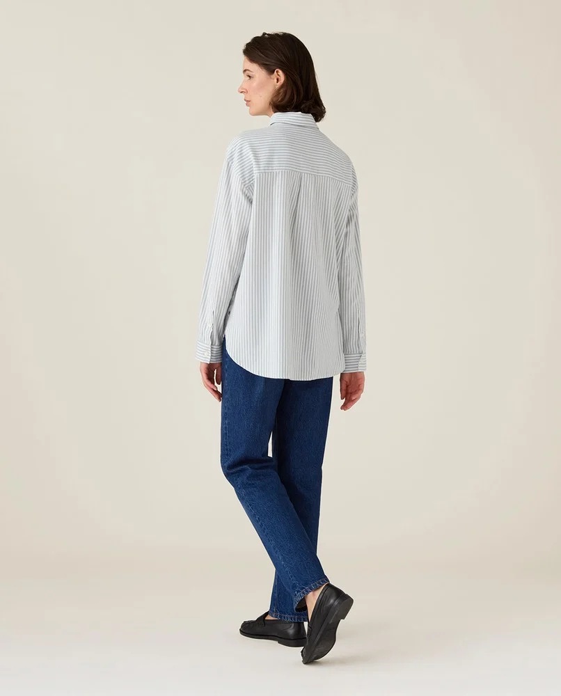 Grey and white striped oversized shirt produced by Entari