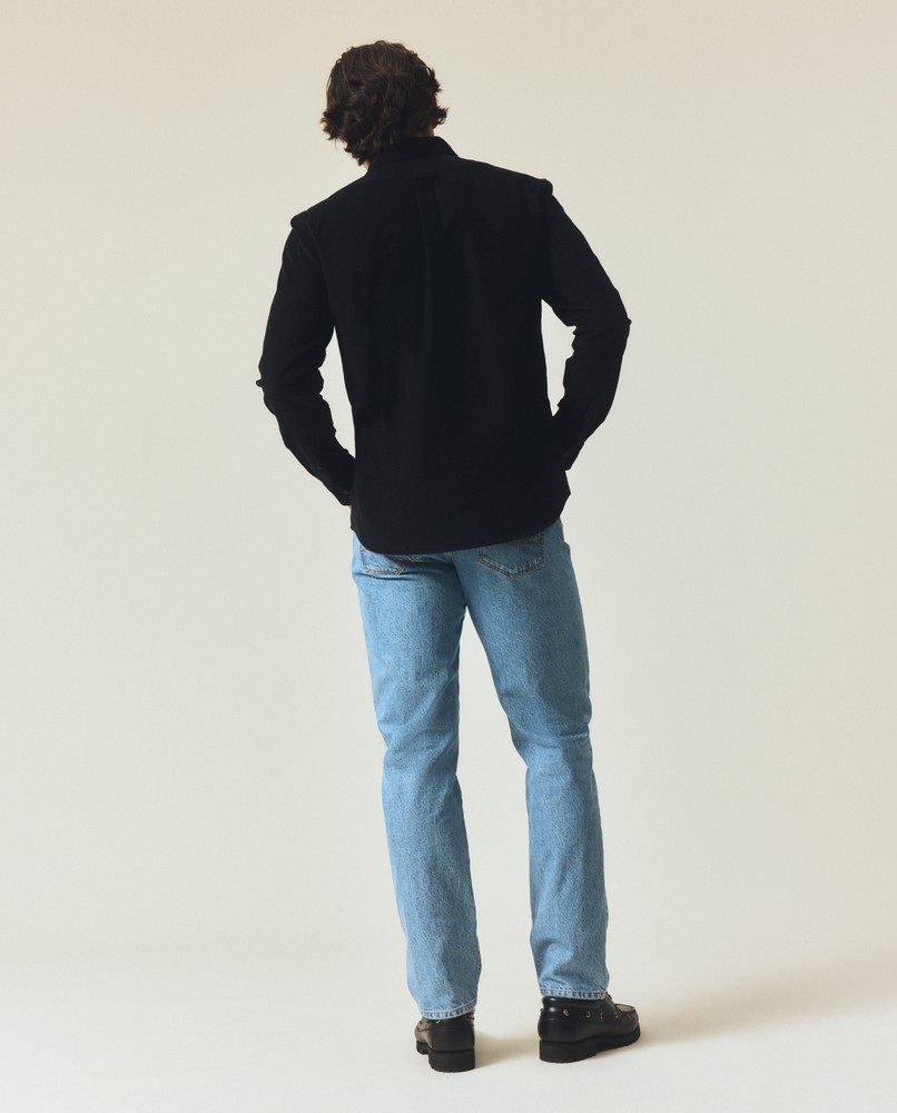 Black corduroy long-sleeve shirt produced by Entari
